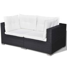 Set mobilier de grădină cu perne, 5 piese, negru, poliratan, 7 image