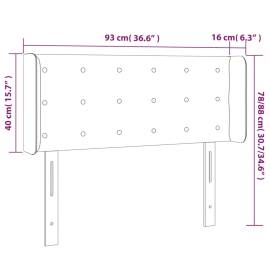 Tăblie de pat cu led, alb, 93x16x78/88 cm, piele ecologică, 6 image