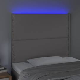 Tăblie de pat cu led, gri, 100x5x118/128 cm, piele ecologică, 3 image