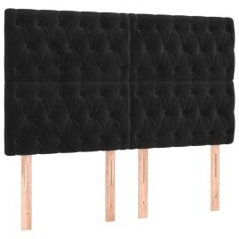 Tăblie de pat cu led, negru, 160x7x118/128 cm, catifea, 4 image