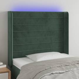Tăblie de pat cu led, verde închis, 83x16x118/128 cm, catifea