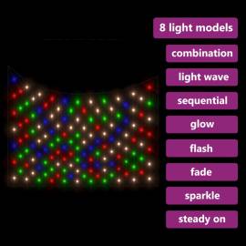 Plasă lumini de crăciun 204 led-uri colorată 3x2 m, int./ext., 4 image