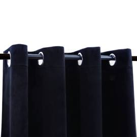 Draperie opacă cu inele metalice, negru, 290 x 245 cm, catifea, 4 image