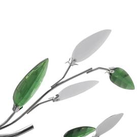 Plafoniera verde/albă, cu brațe frunze cristal acrilic, 5 becuri e14, 3 image