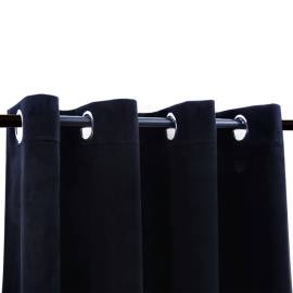 Draperii opace cu inele, 2 buc., negru, 140 x 175 cm, catifea, 3 image