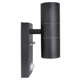 Lampă perete, senzor de mișcare, oțel inoxidabil, cilindrică, negru, 2 image