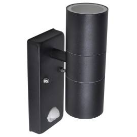 Lampă perete, senzor de mișcare, oțel inoxidabil, cilindrică, negru, 3 image
