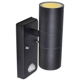 Lampă perete, senzor de mișcare, oțel inoxidabil, cilindrică, negru, 4 image