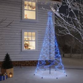 Pom de crăciun cu stâlp de metal, 500 led-uri, albastru, 3 m