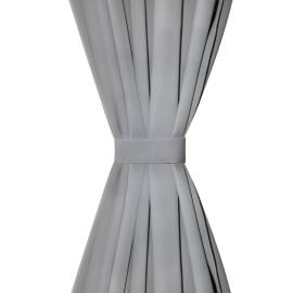 Draperii micro-satin cu bride, 2 buc, 140 x 175 cm, gri, 3 image