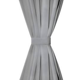Draperii micro-satin cu bride, 2 buc, 140 x 225 cm, gri, 3 image