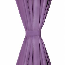 Draperii micro-satin cu bride, 2 buc, 140 x 245 cm, violet, 3 image