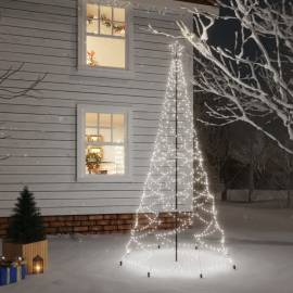 Pom de crăciun cu stâlp de metal, 500 led-uri, alb rece, 3 m