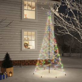 Pom de crăciun cu stâlp de metal, 500 led-uri colorate, 3 m