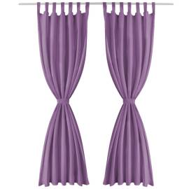 Draperii micro-satin cu bride, 2 buc, 140 x 175 cm, violet, 2 image