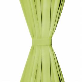 Draperii micro-satin cu bride, 2 buc, 140 x 245 cm, verde, 3 image