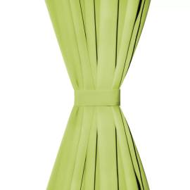 Draperii micro-satin cu bride, 2 buc, verde, 140 x 225 cm, 4 image