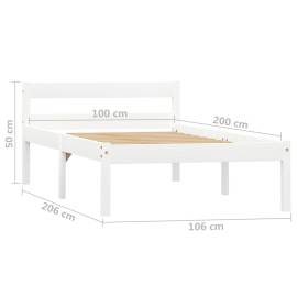 Cadru de pat, alb, 100 x 200 cm, lemn masiv de pin, 7 image