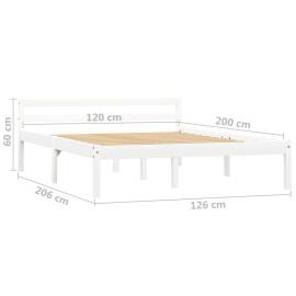 Cadru de pat, alb, 120 x 200 cm, lemn masiv de pin, 7 image