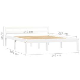 Cadru de pat, alb, 140 x 200 cm, lemn masiv de pin, 7 image