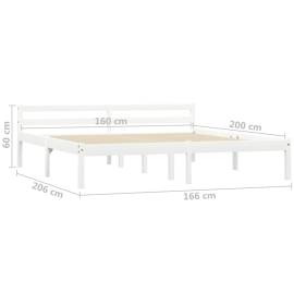 Cadru de pat, alb, 160 x 200 cm, lemn masiv de pin, 7 image