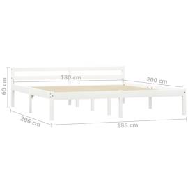 Cadru de pat, alb, 180 x 200 cm, lemn masiv de pin, 7 image