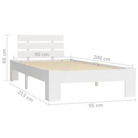 Cadru de pat, alb, 90 x 200 cm, lemn masiv de pin, 7 image