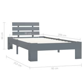Cadru de pat, gri, 90 x 200 cm, lemn masiv de pin, 7 image