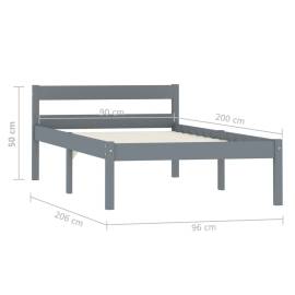 Cadru de pat, gri, 90 x 200 cm, lemn masiv de pin, 7 image