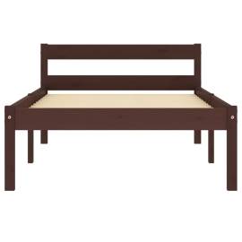 Cadru de pat, maro închis, 100 x 200 cm, lemn masiv de pin, 3 image