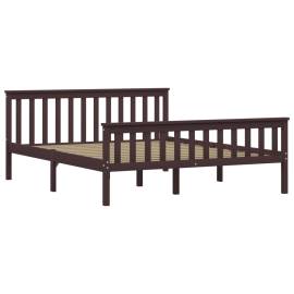Cadru de pat, maro închis, 160 x 200 cm, lemn masiv de pin, 2 image
