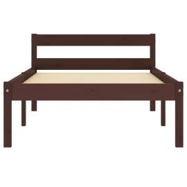 Cadru de pat, maro închis, 90 x 200 cm, lemn masiv de pin, 3 image