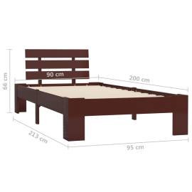 Cadru de pat, maro închis, 90 x 200 cm, lemn masiv de pin, 7 image