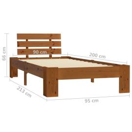 Cadru de pat, maro miere, 90 x 200 cm, lemn masiv de pin, 7 image