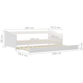 Cadru pat canapea, extensibil, alb, 90 x 200 cm, lemn de pin, 8 image