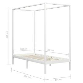 Cadru pat cu baldachin, alb, 100 x 200 cm, lemn masiv de pin, 7 image
