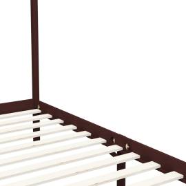 Cadru pat cu baldachin, maro închis, 120x200 cm, lemn masiv pin, 5 image