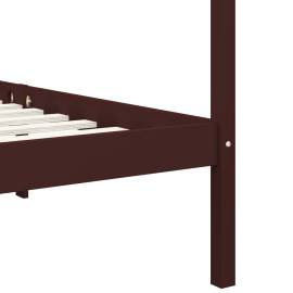 Cadru pat cu baldachin, maro închis, 140x200cm, lemn masiv pin, 6 image