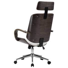 Scaun de birou rotativ, alb, piele ecologică și lemn curbat, 5 image
