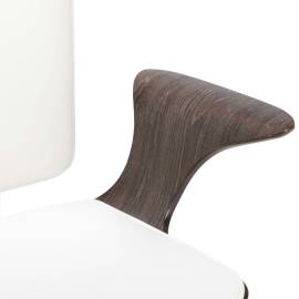 Scaun de birou rotativ, alb, piele ecologică și lemn curbat, 6 image