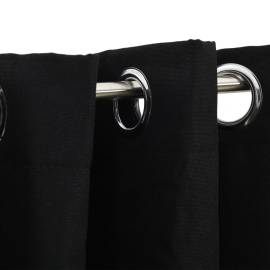 Draperii opace, aspect in, cu ocheți, 2 buc., negru, 140x225 cm, 3 image