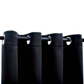 Draperii opace cu inele metalice, 2 buc., negru, 140 x 245 cm, 4 image