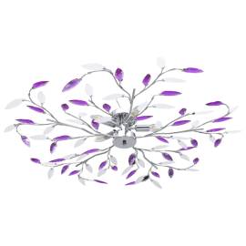 Lustră cu brațe tip frunze cristal acrilic violet 5 becuri e14