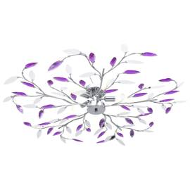 Lustră cu brațe tip frunze cristal acrilic violet 5 becuri e14, 2 image