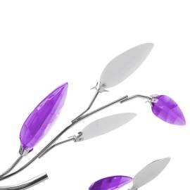 Plafoniera violet/albă brațe frunze cristal acrilic 5 becuri e14, 3 image