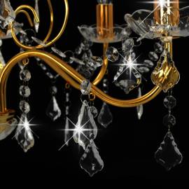 Candelabru cu mărgele de cristal, auriu, rotund, 6 x e14, 7 image