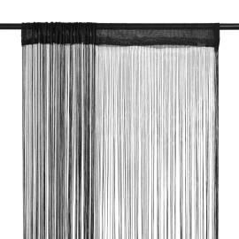 Draperii cu franjuri, 2 buc., 100 x 250 cm, negru