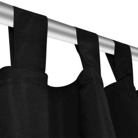 Draperii micro-satin cu bride, 2 buc, 140 x 225 cm, negru, 4 image