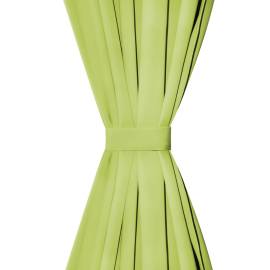 Draperii micro-satin cu bride, 2 buc, 140 x 225 cm, verde, 3 image