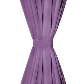 Draperii micro-satin cu bride, 2 buc, 140 x 225 cm, violet, 3 image